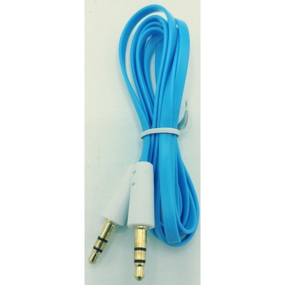 3.5mm Stereo Auxiliary Male to Male Flat Audio Music Aux Cable Cord Blue, 3 ft.